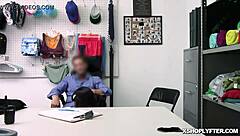 Jenna fox big tits jiggles and bounce as she gets fucked over the desk by the pervy security officer