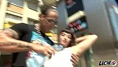 wet shirt leads to outdoor blowjob