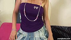 Busty Young 18+ Babe Tiana Shaved And Masturbating Her Big Tits Solo In Softcore Scene