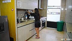 Stepmother seduces stepson for steamy Christmas kitchen action