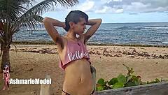 Hairy Woman Flashes Bouncing Tits in Public Dance