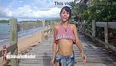 Hairy Woman Flashes Bouncing Tits in Public Dance