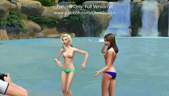 Lucky cameraman feels ecstatic during threesome with blonde super models riding and creampie