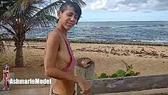 Hairy Woman Flashes Bouncing Tits in Public Dance