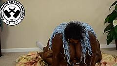 Oily huge black belly riding session