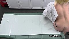 Nurse and doctor grab tits then share pussy in office.