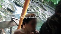Young Filipino amateur gets naughty in public waterfalls