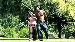 Sensi Seduces Russian Milf for Interracial Fun in Park.