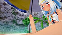 sunshine mualani from genshin impact in hentai anime style!