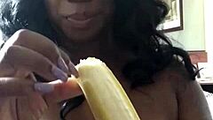 Wow, choking on banana like sucking dick with sexfeene!