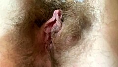 Watch bushy pussy clit grow in closeup wet orgasm.