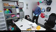 Sly thief blackmailed by officer for fuck