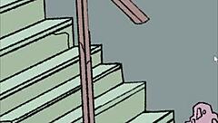 hey, check out this halloween cartoon in a strange house.