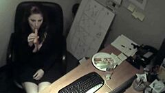 secretary says, i'm rubbing my tits and masturbating