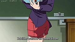 Redhead teacher gets her first lesbian hentai creampie scene