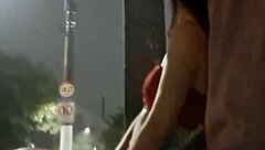 Risky Street Handjob for Hot Redhead at Bus Stop?