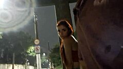 Risky Street Handjob for Hot Redhead at Bus Stop?