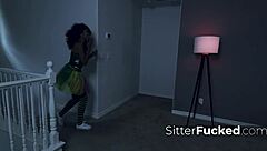 Ebony sitter skyla atones for mistakes with fucking