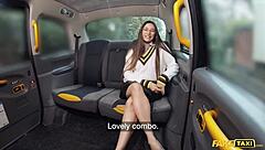 Natural tits Italian college girl gets a ride in a car and gives a blowjob