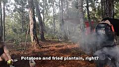 Latina Babes Devour Pussy Outdoors in Jungle Camp