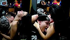 ruan and everton interview natasha steffens in barraco podcast with sheer red outfit