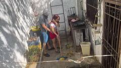 Found my stepdaughter washing clothes in skirt, couldn't resist her ass