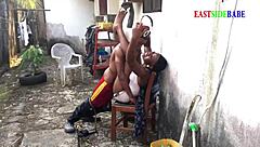 BBW Sucks Landlord's Son Outdoor - Or Does She?