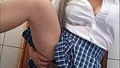 Redhead MILF with big ass and tits gives blowjob, bent over for creampie POV.