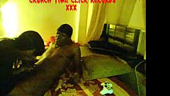 Redhead MILF with big ass and tits gives blowjob, bent over for creampie POV.