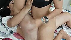 Redhead MILF with big ass and tits gives blowjob, bent over for creampie POV.