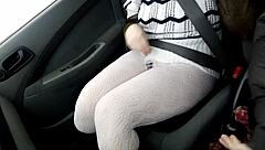 Redhead MILF with big ass and tits gives blowjob, bent over for creampie POV.