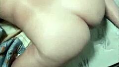 Redhead MILF with big ass and tits gives blowjob, bent over for creampie POV.