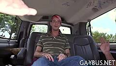 Redhead MILF with big ass and tits gives blowjob, bent over for creampie POV.