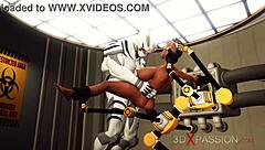 Redhead MILF with big ass and tits gives blowjob, bent over for creampie POV.