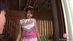 Redhead MILF with big ass and tits gives blowjob, bent over for creampie POV.