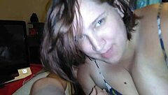 Redhead MILF with big ass and tits gives blowjob, bent over for creampie POV.