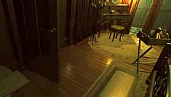 Redhead MILF with big ass and tits gives blowjob, bent over for creampie POV.