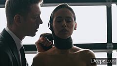 Redhead MILF with big ass and tits gives blowjob, bent over for creampie POV.