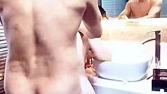 Gay asian amateur couple engages in handsome bareback fucking with blowjob and riding