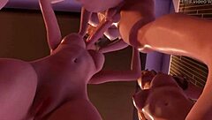 futa tgirl fucks two teen girls in 3d
