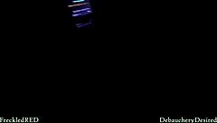 Redhead MILF with big ass and tits gives blowjob, bent over for creampie POV.