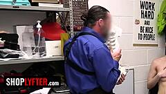 thorough mall cop performs deep cavity check on fidgety shoplifter with long dick