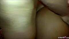 German Teen Whore Fucked Without Condom, Creampie, Licks Own Cum