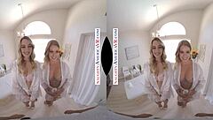 Redhead MILF with big ass and tits gives blowjob, bent over for creampie POV.