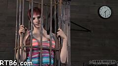 Redhead MILF with big ass and tits gives blowjob, bent over for creampie POV.