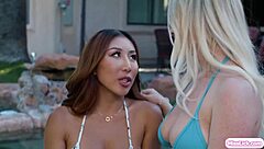 Asian cutie gets her stepmother’s help with masturbation