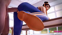 Chun-li's big creampie leak in standing doggystyle in SF3