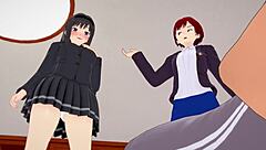 3D cartoon of femdom humiliation and intense anal action