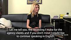 A blonde fingers a natural monster’s tits in a female agent scene