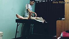 The massage leads to a blowjob with a happy ending.